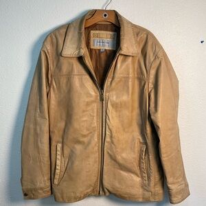Marc New York Tan Leather Bomber Jacket
